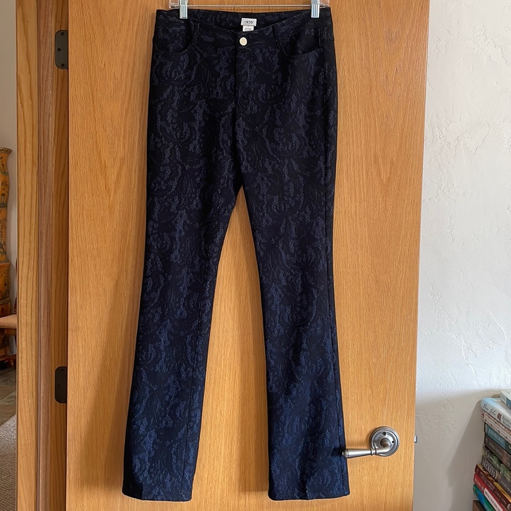 Cache Blue/Black Embroidered Lace Print Pants